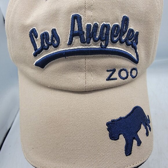 Los Angeles Zoo Embroidered Baseball Cap Beige Blue Adjustable J Hats - Picture 5 of 9